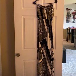 Strapless tribal print dress